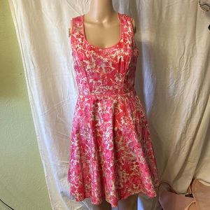 Jessica Simpson pink floral dress with piping